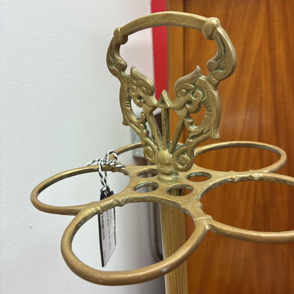 Vintage Glass Bowl in Brass Stand