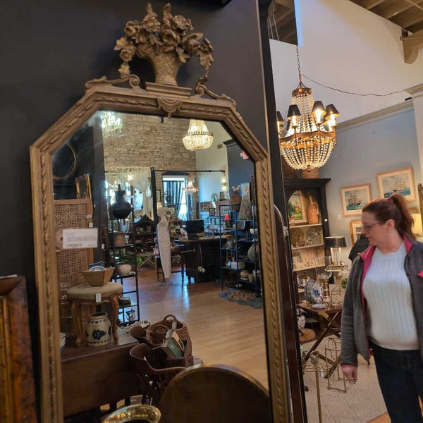 Collectible Antique Gold Gilt Mirror q/Ornate Rococo Inspired Sculpted Flowers IN STORE PICK UP 41X20