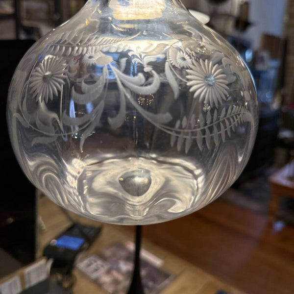 Etched decanter 8" H