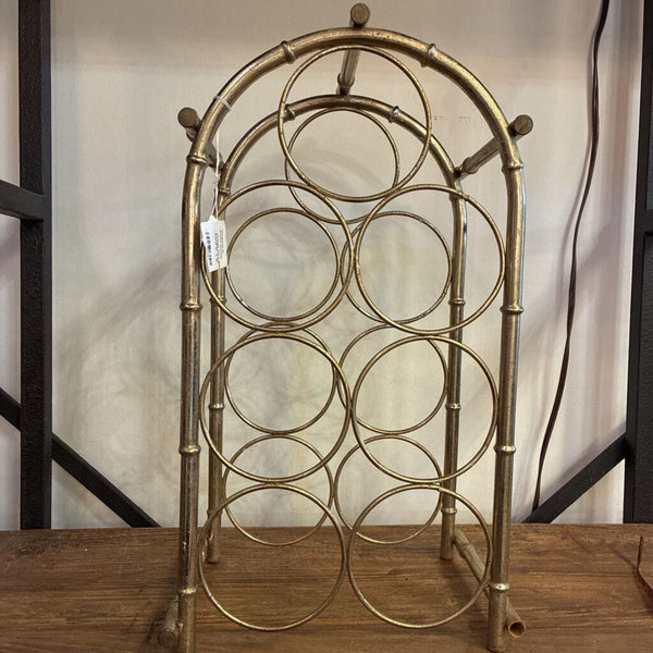 Vintage Faux Bamboo Brass Wine Stand 10" x 18"