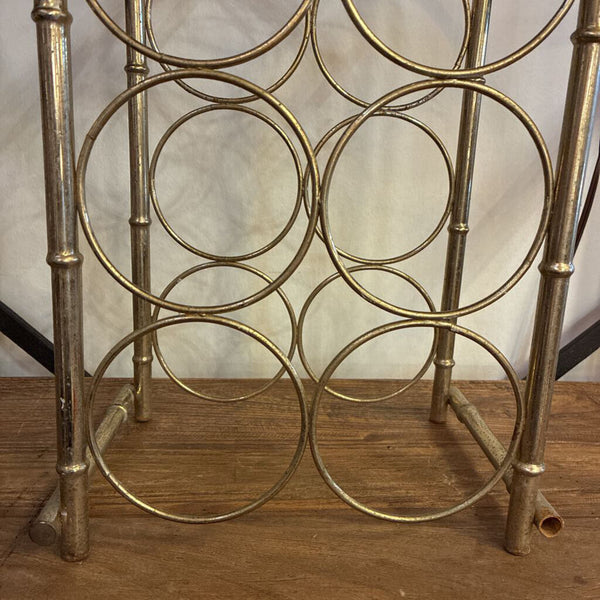 Vintage Faux Bamboo Brass Wine Stand 10" x 18"