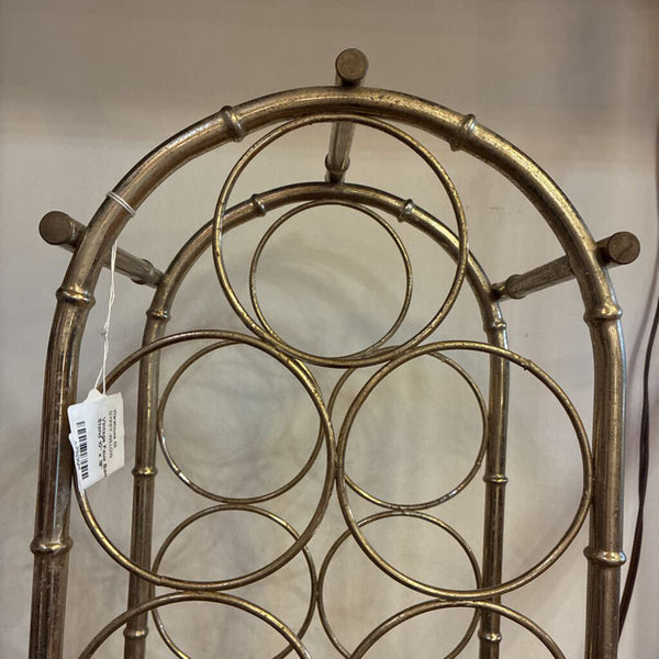 Vintage Faux Bamboo Brass Wine Stand 10" x 18"