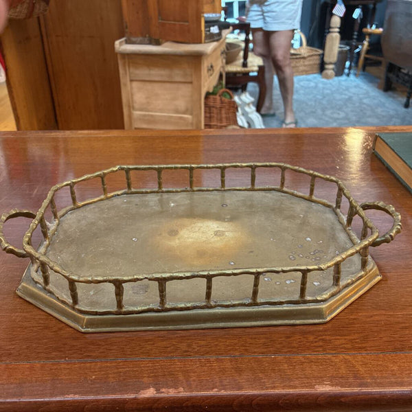 Vintage Brass Faux Bamboo Tray 8" x 15"