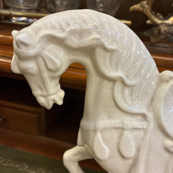 Vintage Mid Century Ceramic Tang Dynasty Horse Sculpture 10" x 11"