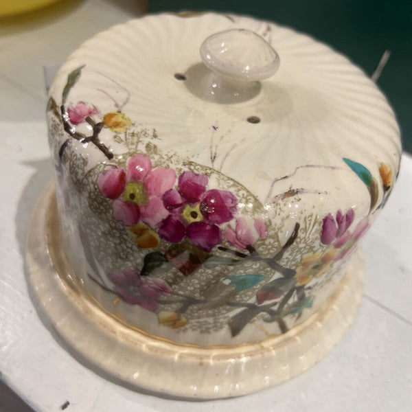 Antique Hand Painted Butter/Cheese Covered Dish