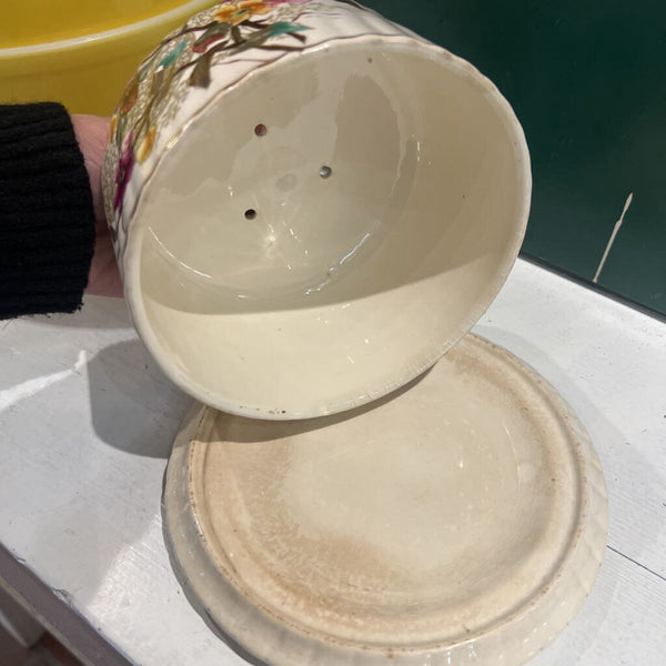 Antique Hand Painted Butter/Cheese Covered Dish