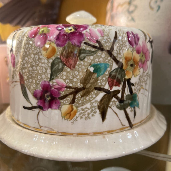 Antique Hand Painted Butter/Cheese Covered Dish