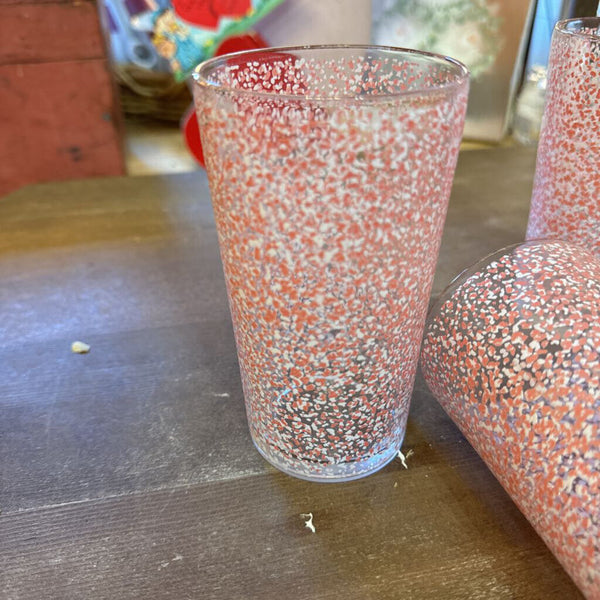 Set of 6 pink and white anthro style Collins glasses