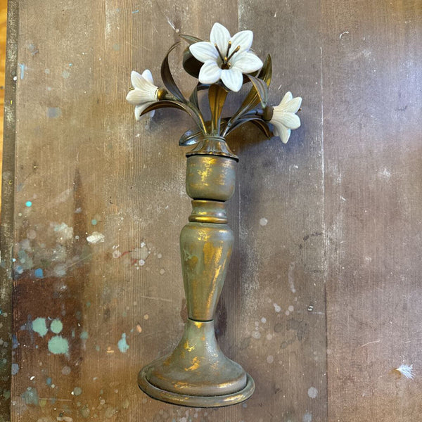 Vintage French porcelain flower candle holder each