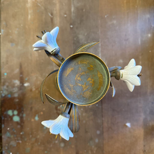 Vintage French porcelain flower candle holder each