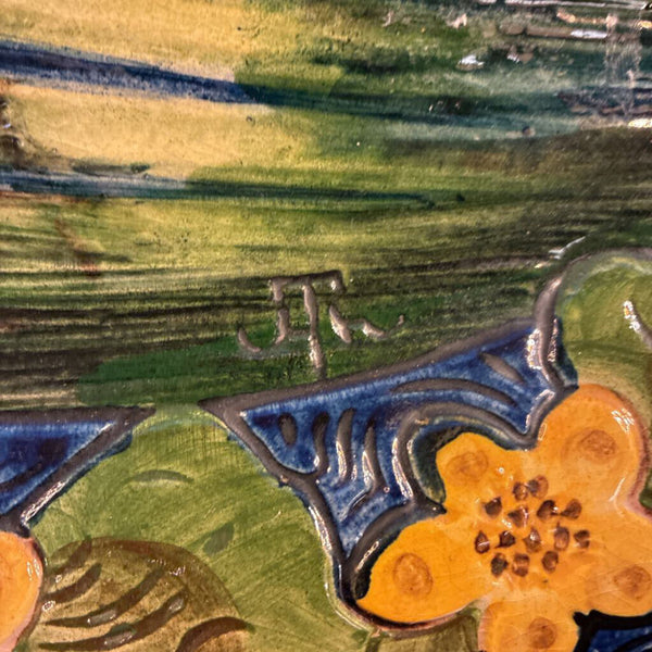 Vintage Hans Thoma Swan Pottery Hanging Plate 15" diameter