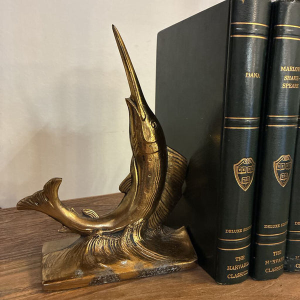 Pair of MCM Brass Sailfish Bookends 6"w x 8"h