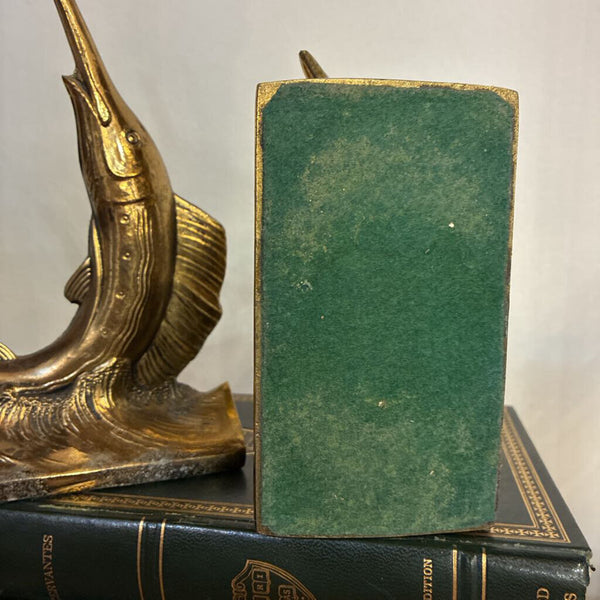 Pair of MCM Brass Sailfish Bookends 6"w x 8"h