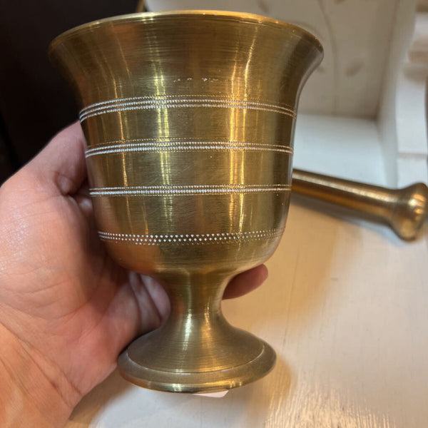 Vintage heavy brass mortar & pestle