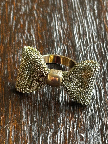 Vintage Brass Look Mesh Bow Ring