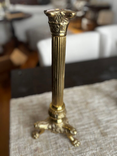 Vintage Large Brass Candlestick w/ Claw Feet