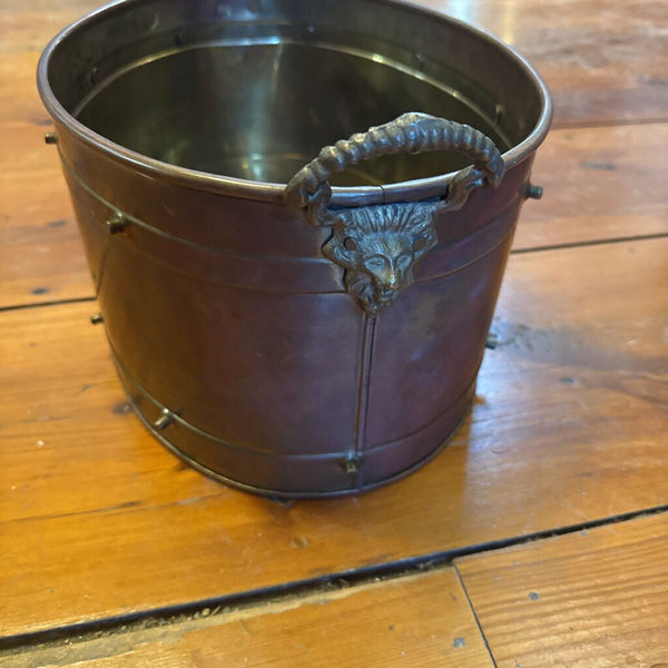 Copper and Brass Lion Head Planter