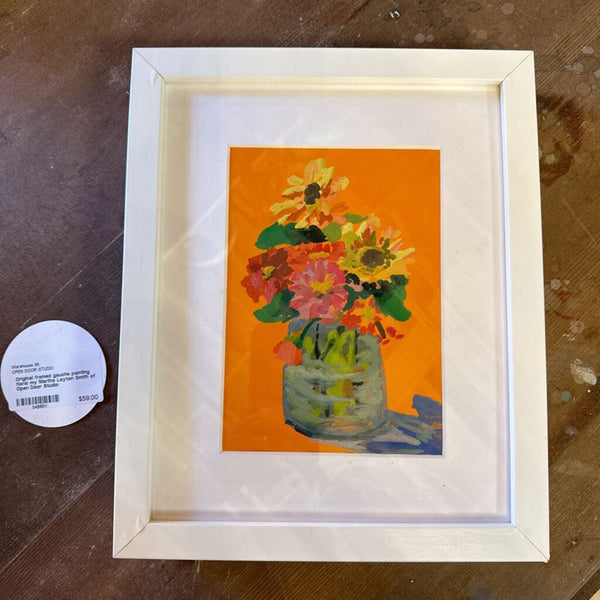 Original framed gauche painting floral my Martha Layton Smith of Open Door Studio