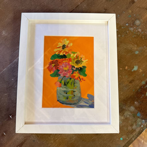 Original framed gauche painting floral my Martha Layton Smith of Open Door Studio