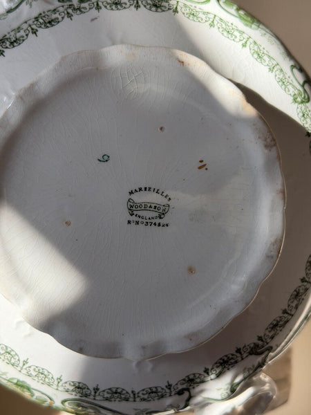 1335 Green Transferware Dish w/ Lid