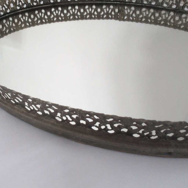 Pretty Vintage Oval Metal Edge Dresser Mirror