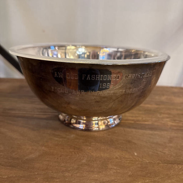 SILVERPLATE FOOTED BOWL 8"W 5"T WITH INGRAVING