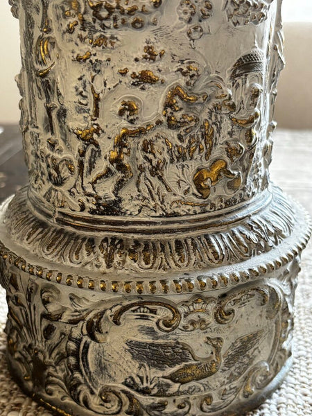 Pair of Vintage Brass Table Lamps w/ Crackle Glass Spheres