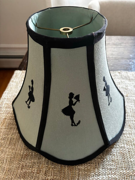 Vintage Lampshade with Embroidered Lady Silhouettes