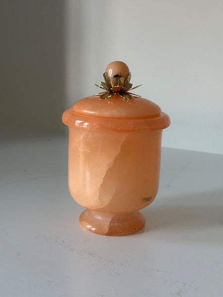 1338 Peach Alabaster lidded canister