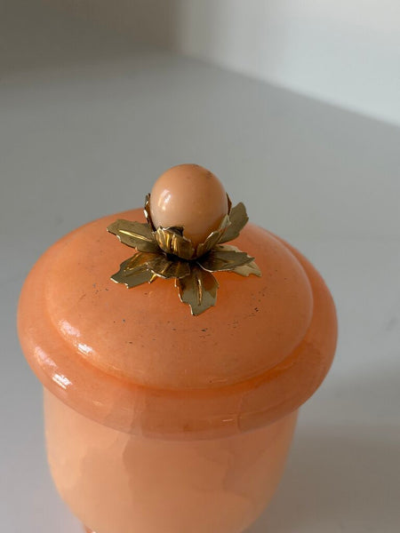 1338 Peach Alabaster lidded canister