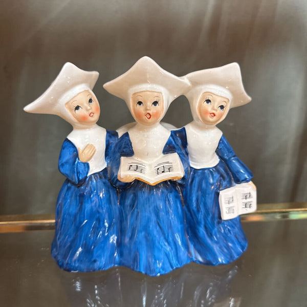 Three Blue Nuns Music Box As Is 6.5"x16.5" W1498