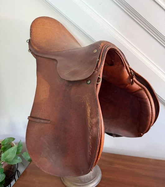 Vintage Leather Riding Saddle "Eldonian" Made in England As Is W2090
