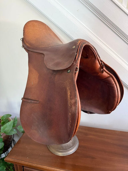 Vintage Leather Riding Saddle "Eldonian" Made in England As Is W2090