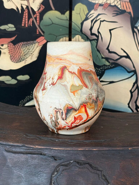 G- nemadji olive pimento orange glaze 7 tall x 5.5 wide