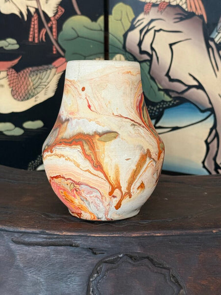 G- nemadji olive pimento orange glaze 7 tall x 5.5 wide