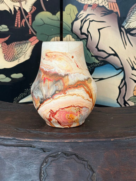 G- nemadji olive pimento orange glaze 7 tall x 5.5 wide