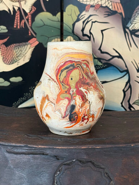 G- nemadji olive pimento orange glaze 7 tall x 5.5 wide