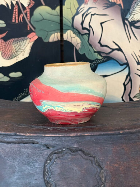 J- Nemadji 4.5 tall x 6 wide ruby and turquoise