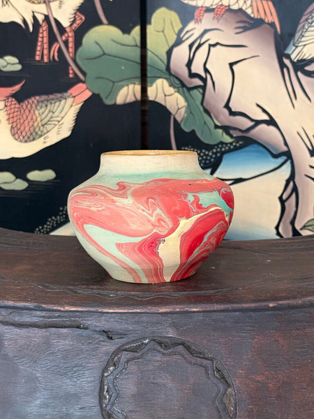 J- Nemadji 4.5 tall x 6 wide ruby and turquoise