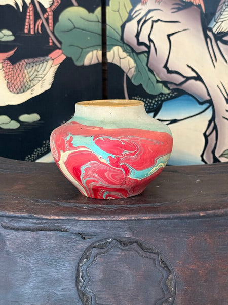 J- Nemadji 4.5 tall x 6 wide ruby and turquoise