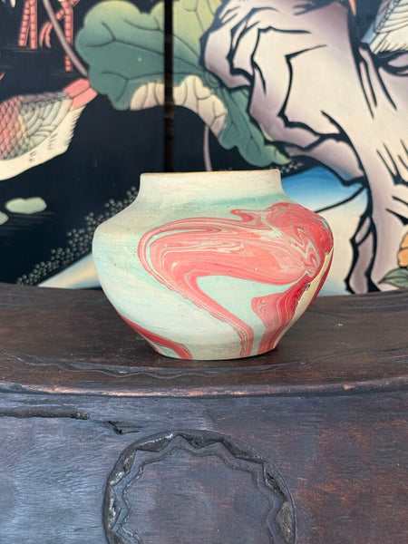 J- Nemadji 4.5 tall x 6 wide ruby and turquoise