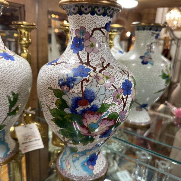 Pair Cloissone Vases 12"