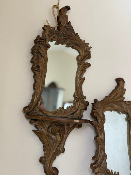 0038 Victorian Mirrored Pair of Wall Shelves (as-is)