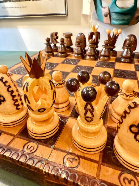 Carved Wood Chess Set