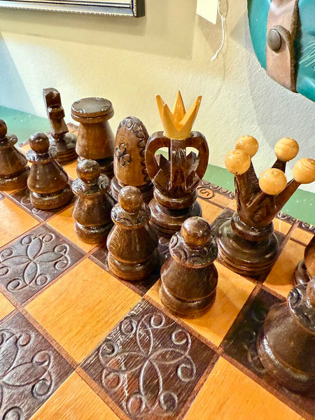 Carved Wood Chess Set