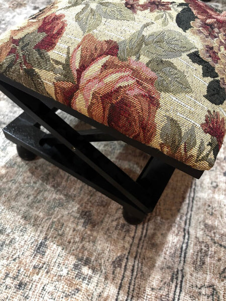Victorian Trading Floral Tapestry Folding Footrest 12sq