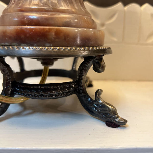 Antique Italian Alabaster & Brass Candelabra Lamp-rewired