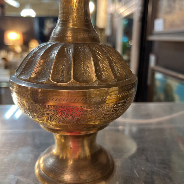 Vintage Engraved Brass Urn