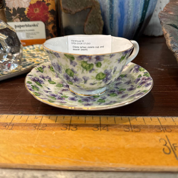 Chintz lefton violets cup and saucer (each)