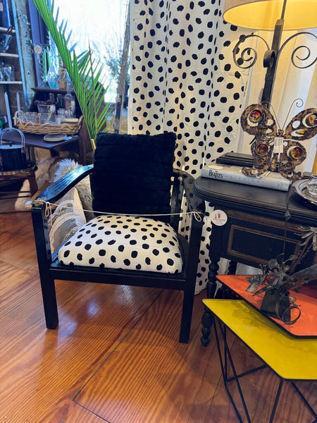 Vintage lacquer black and dot chairs